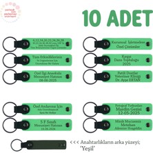 Hayır Davetinde Dağıtılmak Üzere, 10'lu Set, Isme Özel Hediyelik Deri Anahtarlık, F Yeşil & Yeşil