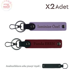 Yeni Evlilere Yılbaşı Armağanı, Isim & Soyisim Kişiselleştirilmiş 2’li Anahtarlık, Mor-Bordo-Siyah