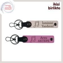 Birlikte Seçilen Ilk Şarkıya Sevgilerle, Kişiye Özel Deri Anahtarlık Takımı, Pudra-Pembe