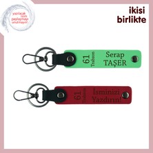 Trabzonlu Sevgiliye Uygun Deri Anahtarlık, Isim Yazılabilen Özel Armağan, Fıstık Yeşil-Kırmızı