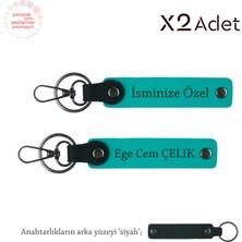 Hemşireye Özel Hatıra, Isim Yazılı 2’li Anahtarlık Hediye Takımı, Koyu Turkuaz-Siyah