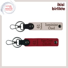 Yakın Dostuna Ömürlük Trabzonlu Sürpriz, Kişisel Anahtarlık Çifti, Isminizi Yazdırın, Pudra-Kırmızı