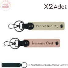 Anneler Gününe Şık Sürpriz, Isimli & Soyisimli 2’li Anahtarlık Hediye, Yavru Ağzı-Sütlü Kahve-Laci