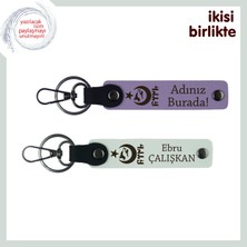 Kişisel Dokunuşlu Ayyıldız Kurt Göktürk Anahtarlık Takımı – Özgün Bir Armağan Seçeneği, Mor-Beyaz