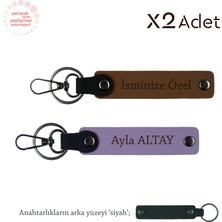 Sevdiklerine Sürpriz Yap – Kişisel Isimli & Soyisimli Ikili Anahtarlık, Açık Kahve-Mor Menekşe-Siyah