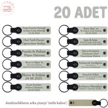 Sınıf Etkinliklerinde Dağıtılmak Üzere 20'li Set Anahtarlık, Öğrenci Ismine Özel , Beyaz & S Kahve