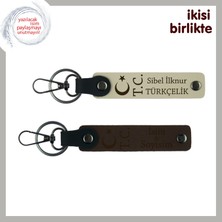 Sevgiline Her Zaman Yanında Olacak Bir Hediye – Ay Yıldız Tc Kişisel Anahtarlık, Sütlü Kahve-Kahve