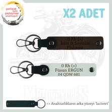 Motor Tutkunlarına, Isim Plaka ve 0 Rh + Kan Grubu Yazılı Kişisel X2 Anahtarlık, K Kahve-Beyaz-Laci