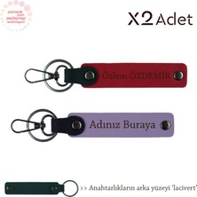 Anneler Gününe Anlamlı Jest, Isimli 2’li Anahtarlık Takımı, Mor Menekşe-Kırmızı-Lacivert