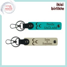 Kuzenine Bir Hatıra – Üç Hilal ve Isimli 2’li Anahtarlık Takımı, Koyu Turkuaz-S Kahve