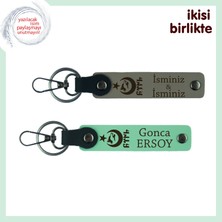 Yeni Başlayan Asistanlara Hatıra – Ayyıldız Kurt Göktürk Desenli Anahtarlık Takımı, Kül Gri-Yeşil