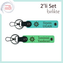 Sevgiliye Günlük Hayatta Kullanılacak Anlamlı Tasarım, Gemi Temalı Anahtarlık, Turkuaz-Fıstık Yeşil