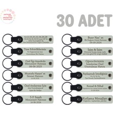 Plates Stüdyosuna Özel Tasarım Isimli Anı Anahtarlık 30’lu Set, Müşterilere Kurumsal Hediye, Beyaz