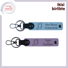 Kardeşinle Dinlediğiniz O Şarkıya Anlamlı Hediye, Notalı Deri Anahtarlık Seti, Gök Mavi-Mor Menekşe