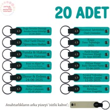 Tüm Öğrenciler Için Özel Anlamlı Öğretmen Hediyesi Isimli Anahtarlık, 20'li Set, K Turkuaz & S Kahve