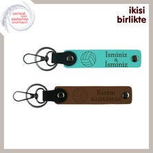 Veli Olarak Gururla Sunulacak Hediyelik, Voleybol Toplu Anahtarlık Seti, Turkuaz-Açık Kahve