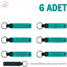 Mini Atölye Çalışmasına Katılanlara, 6'lı Set, Kişiye Özel Yazılı Deri Anahtarlık, K Turkuaz & Laci
