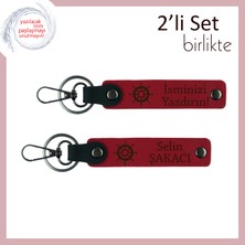 Denizle Bütünleşmiş Ruhlara Uygun, Gemi Dümeni Desenli Hediye, Isminizi Yazdırın, Kırmızı-Kırmızı