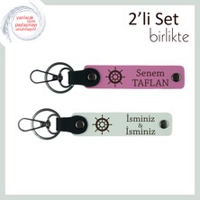 Yakın Dostlara Uygun Kalıcı Hatıra, Gemi Temalı Kişisel Deri Anahtarlık Takımı, Pembe-Beyaz