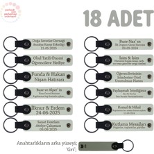 Sınıfça Paylaşılan Anılar Için, 18'li Set, Adınıza Özel Üretim Kişisel Anahtarlık, Beyaz & Gri