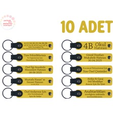 Sarı, Aile Içi Küçük Kutlamalar Için, 10’lu Set, Kişiselleştirilebilir Yazılı Deri Anahtarlık