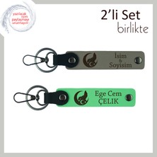 Mezun Avukata Gurur Dolu Hediye, Bozkurt ve Ayyıldız Isim Yazılabilir Anahtarlık, Kül Gri-Yeşil