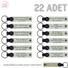 Kurumsal Açılışlarda Müşterilere Özel, 22'li Set Isim Yazılabilen Hediye Anahtarlık, Beyaz & S Kahve