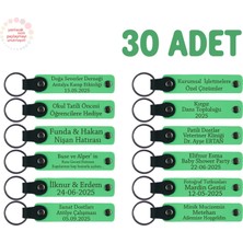 Şirket Lansmanı Katılımcılarına, 30'lu Set, Logo ve Isim Yazılabilir Deri Anahtarlık, Fıstık Yeşil