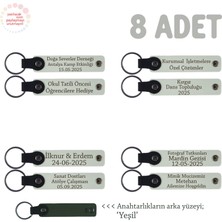 Resim Atölyesi Katılımcılarına Anlamlı Hediye 8'li Set Üzerine Isim Yazılı Anahtarlık, Beyaz & Yeşil
