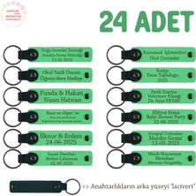 Küçük Gruplardan Aile Büyüklerine Hediye 24'lü Set, Anlamlı Isimli Hatıra Anahtarlık, F Yeşil & Laci