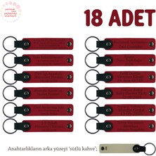 Yeni Bayi Açılışında Müşterilere Hediye, 18'li Set, Markalı Deri Anahtarlık, Kırmızı & Sütlü Kahve