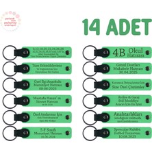 Matematik Kulübü Etkinliği Hatırası, 14'lü Set, Öğrenci Ismi Yazılı Deri Anahtarlık, Fıstık Yeşil