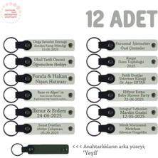 Yüzme Takımı Sporcularına Özel, 12'li Set, Isme Özgü Tasarlanmış Anahtarlık Hediye, Beyaz & Yeşil