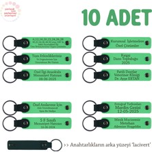 Çocuklardan Annelerine Ortak Hediye, 10'lu Kişiselleştirilebilir Hatıra Anahtarlık, F Yeşil & Laci
