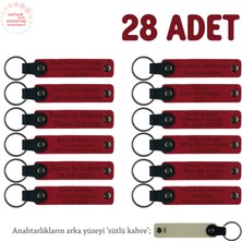 Otellere Özel Oda Numarası Yazılabilen 28'li Set, Firma Isimli Anahtarlık, Kırmızı & Sütlü Kahve