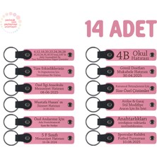 Pembe, Anaokulu Sınıfı Için Kişiselleştirilebilir Isim Yazılı Karne Hatırası Anahtarlık 14’lü Set