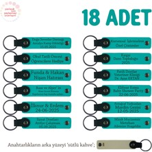Düğün Gibi Özel Kutlamalar Için Isim Yazılan 18' Li Hatıra Anahtarlık, Koyu Turkuaz & Sütlü Kahve