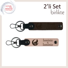 Patrona Kurumsal Hediye – Bozkurt ve Ayyıldız Desenli Anahtarlık Takımı, Koyu Kahve-Yavru Ağzı