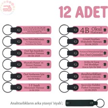 Pembe & Siyah, Kardeşlerden Nişan Töreninde Dağıtılacak, 12'li Set, Isimli Anlamlı Deri Anahtarlık