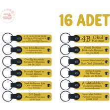 Sarı, Kardeşler Arasında Dağıtılacak Hatıra, 16’lı Set, Kişiye Özel Yazılı Deri Anahtarlık