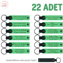 Bebek Diş Buğdayı Kutlaması Için 22'li Set, Kişiye Özgü Yazılı Hatıra Deri Anahtarlık, F Yeşil & Syh