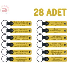 Sarı, Küçük Aile Kutlamalarında Dağıtılacak, 28’li Set, Isimli Deri Hediyelik Anahtarlık