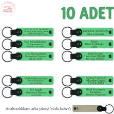 Seramik Atölyesi Öğrencilerine Anlamlı Hediye, 10'lu Set, Kişiye Özel Anahtarlık, F Yeşil & S Kahve