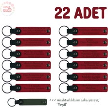 Iş Ortaklarına Uygun Hediye, 22'li Set, Kişiye Özel Yazılı Deri Anahtarlık, Kırmızı & Yeşil