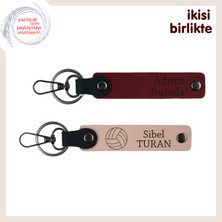 Arkadaşlıkla Kurulan Takım Ruhuna, Yazılabilir Deri Anahtarlık Takımı, Bordo-Yavru Ağzı
