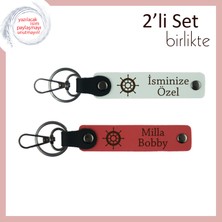 Dümeni Elinde Tutanlara Özel Hediyelik, Gemi Figürlü Anahtarlık Seti, Beyaz-Nar Çiçeği