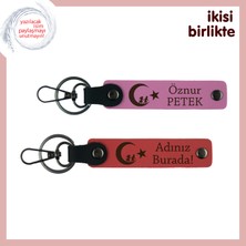 Evlilik Yıldönümüne Armağan– Çocuk ve Ayyıldız Temalı Isimli Anahtarlık Takımı, Pembe-Nar Çiçeği