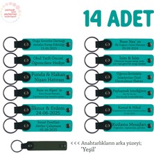 Bebek Ziyaretine Gelenlere Hediyelik Isim Mesaj Yazılabilen, 14'lü Anahtarlık, Koyu Turkuaz & Yeşil