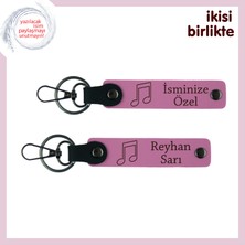 Çocuğunla Paylaştığın Ilk Melodiye, Nota Temalı Deri Anahtarlık Takımı, Pembe-Pembe