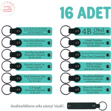 Babalar Günü Için Üzerine Isim ve Özel Mesaj Yazılabilen, 16'lı Anahtarlık, Turkuaz & Siyah
